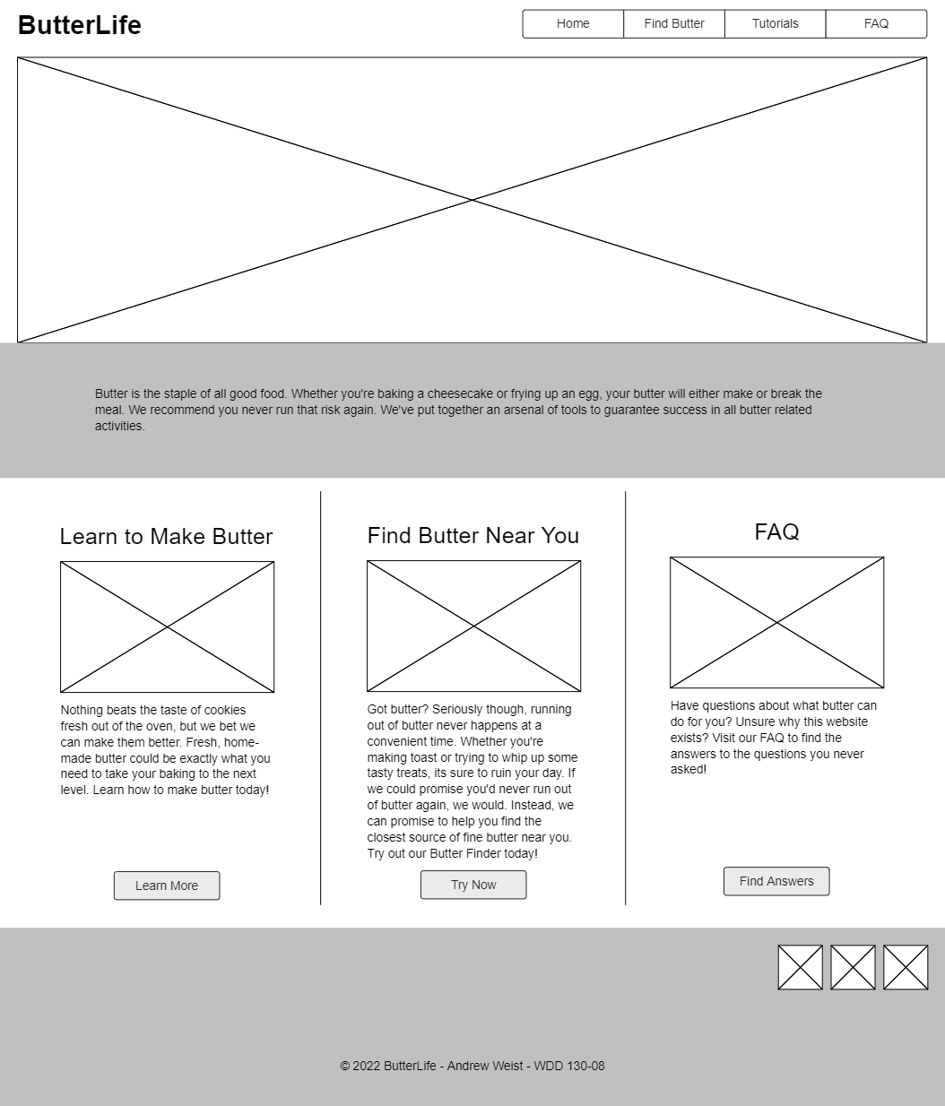 home page wireframe
